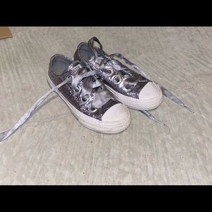 Silver sparkle converse girls 12